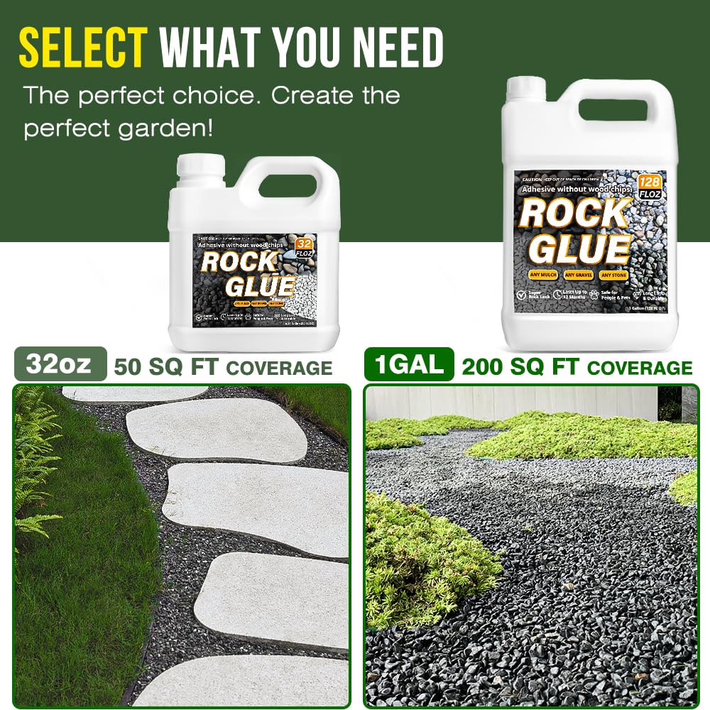 4 Gallon Rock Glue & Mulch Binder - Concentrated Sprayer-Ready Landscape Adhesive for Pea Gravel, Pebbles, and Stone | Strong Gravel Lock for Walkways, Patios & Erosion Control