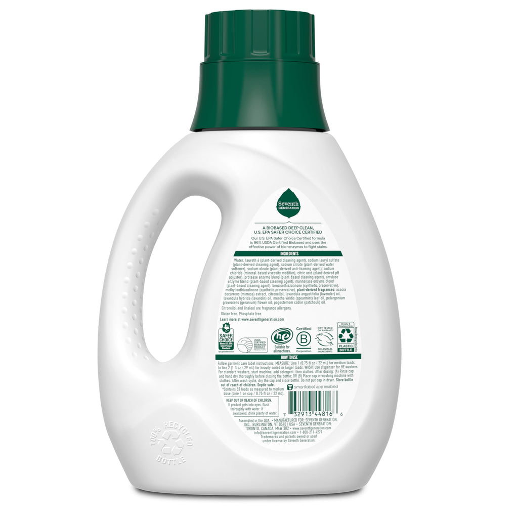 Seventh Generation Laundry Detergent, Fresh Lavender, 40 oz, 53 Loads