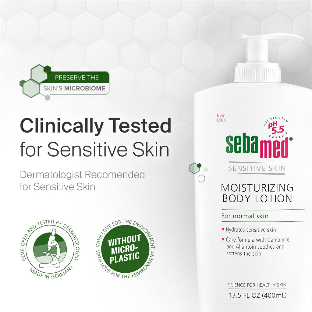 SEBAMED Paraben-Free Moisturizing Body Lotion With Pump for Sensitive and Delicate Skin pH 5.5 Ultra Mild Dermatologist Recommended Moisturizer 13.5 Fluid Ounces (400 Milliliters)