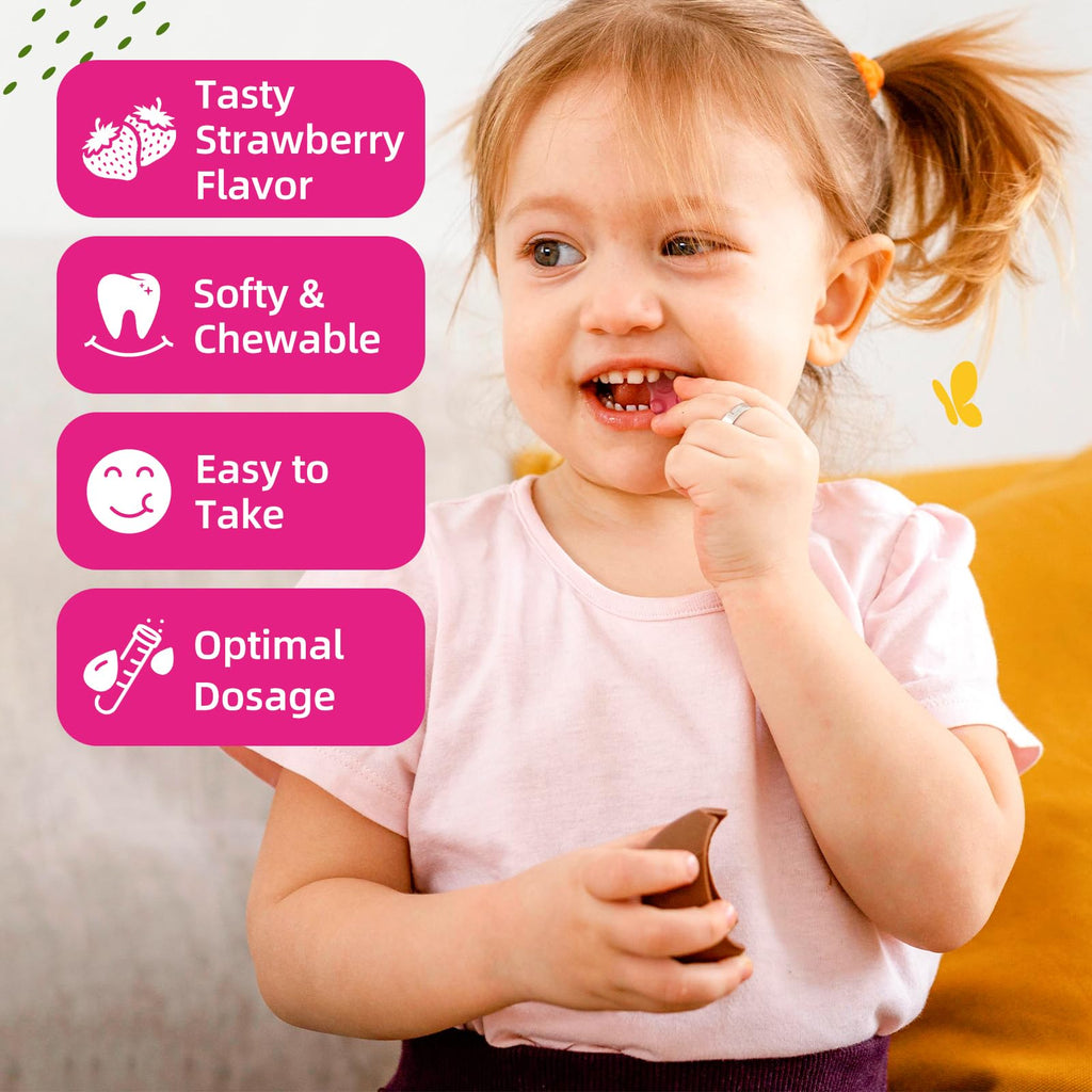 2 Pack Magnesium Gummies for Kids - Magnesium Glycinate Gummies with L-Theanine, Chamomile, Licorice, Vitamin B6, D for Kids & Adults Sleep, Muscle Relief & Nerve Bone - Strawberry 120ct