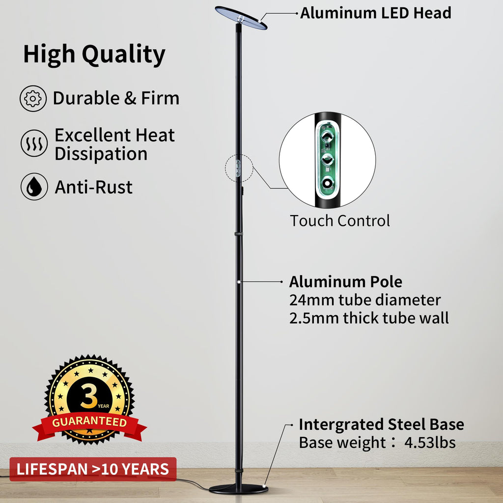 chiphy 85" Tall Grow Light for Large Indoor Plants, 60W Full Spectrum Plant Light with 4/8/12H Timer & Remote, 10-Level Dimmable, Height Adjustable, Ideal for Large Tall Plants & Indoor Trees