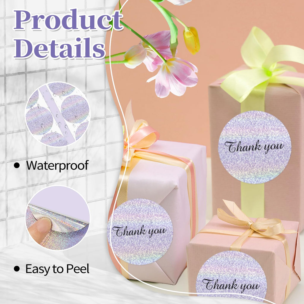 WANGHENG 3 Inch Holographic Thermal Labels,Round Thermal Printer Labels,Waterproof Thermal Printer Stickers for DIY Logo Design,Name Tag,QR Code,Thanks Card 150 Labels/Roll (Purple dots)