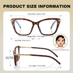 SKYOLUY 2 Pack Eye-catching Progressive Multifocus Reading Glasses Women, Trendy Cat Eye Computer Readers with Twist Temples, Anti Blue Light/Eyestrain Multifocal Glasses, 2.5x (Top is not 0)