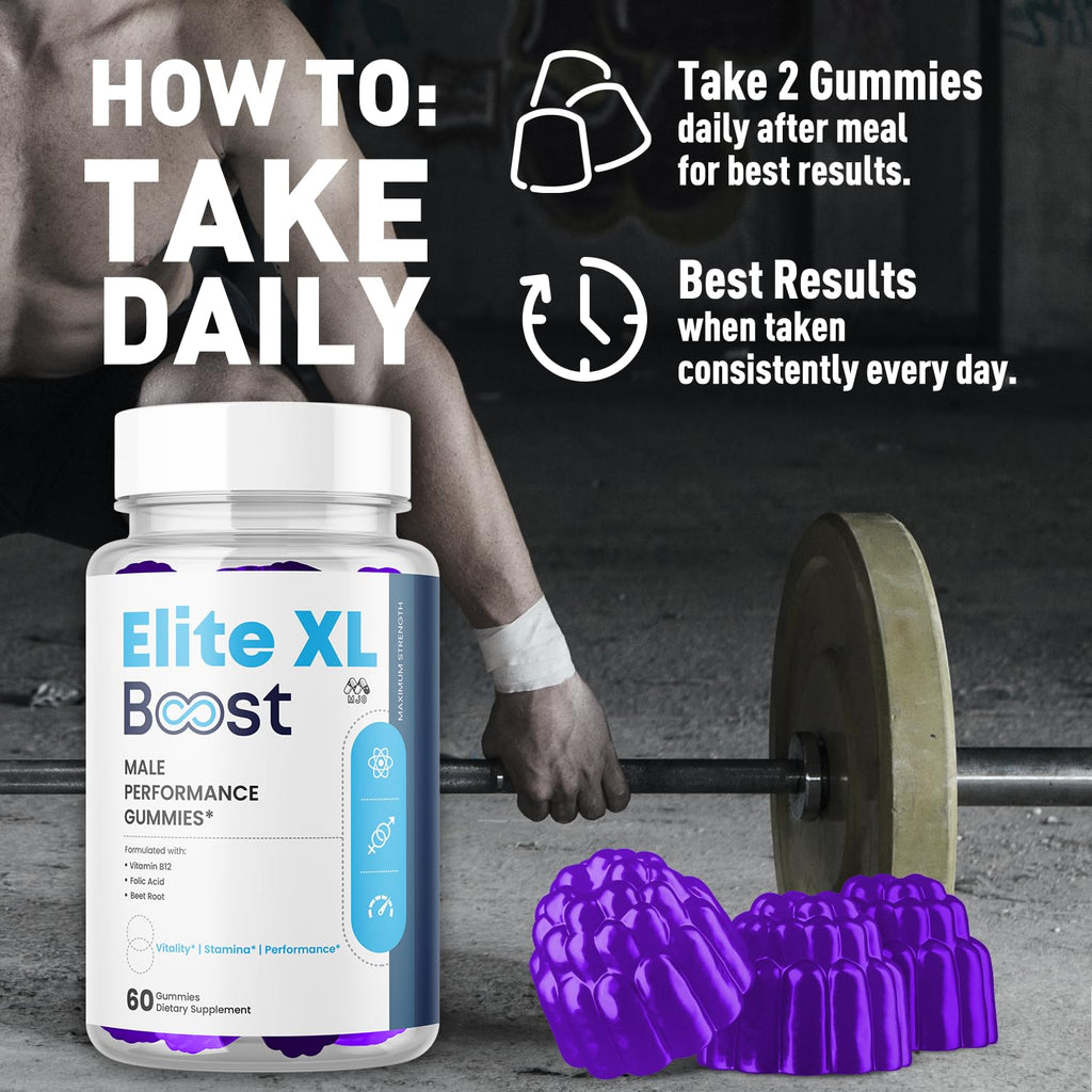 Elite XL Boost Gummies for Men, EliteXL Boost Male Performance Gummys with Natural Ingredients, Advanced Elite XLBoost Men's Performance Support Formula Chewable Multivitamin Supplement (60 Gummies)
