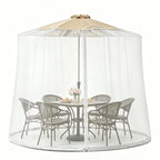 CEAWTUMY 9-11 FT Outdoor Mosquito Netting for Patio, Windproof Universal Umbrella Mosquito Net for Patio Garden Backyards, Polyester Mesh Outdoor Umbrella Screen with Zipper (White)