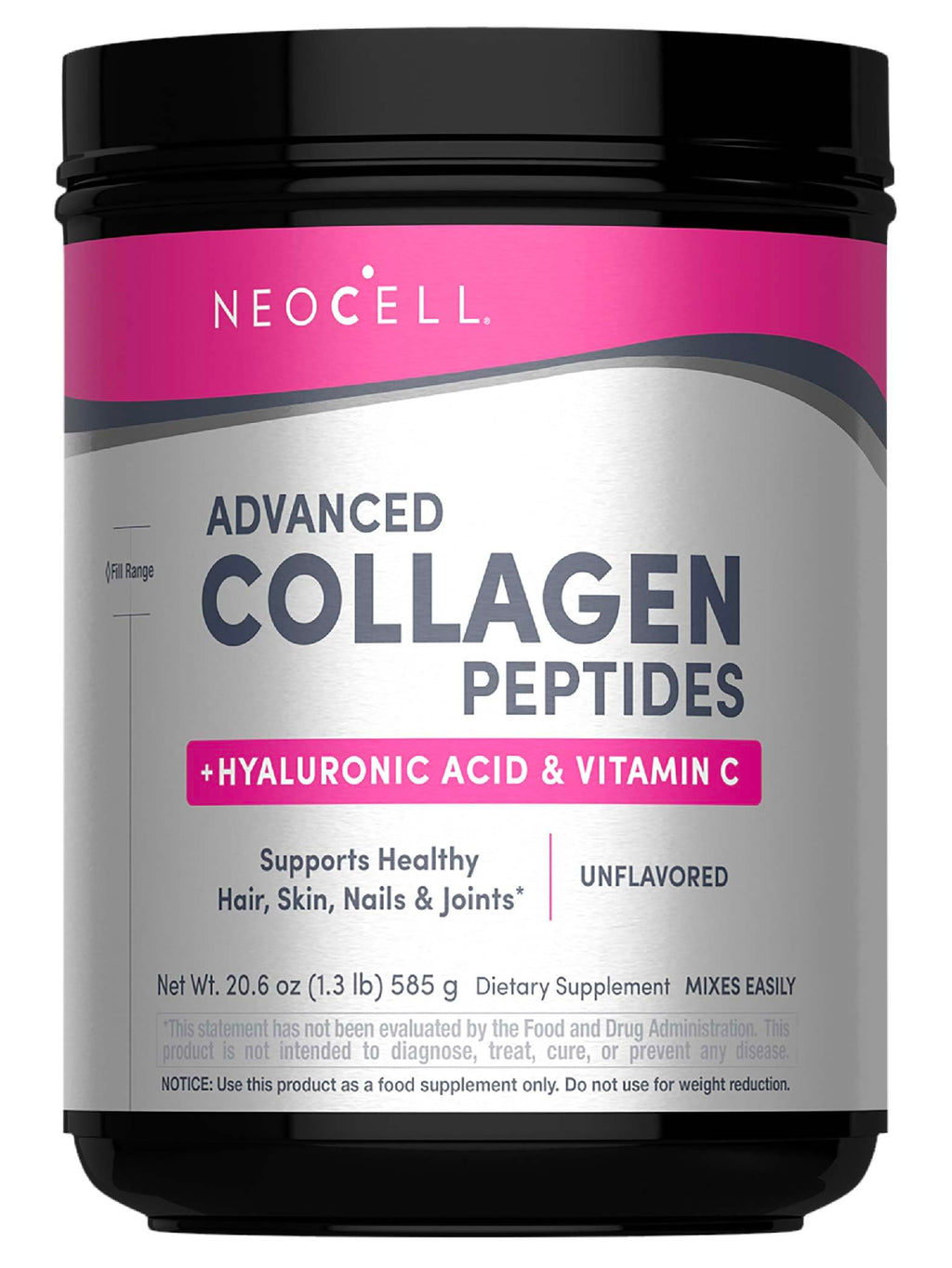 NeoCell Super Collagen Powder, Collagen Plus includes Vitamin C & Hyaluronic Acid, Promotes Healthy Hair, Beautiful Skin, & Nail Support, Collagen Type 1 & 3, 12g Collagen per Serving, 20.6 Oz