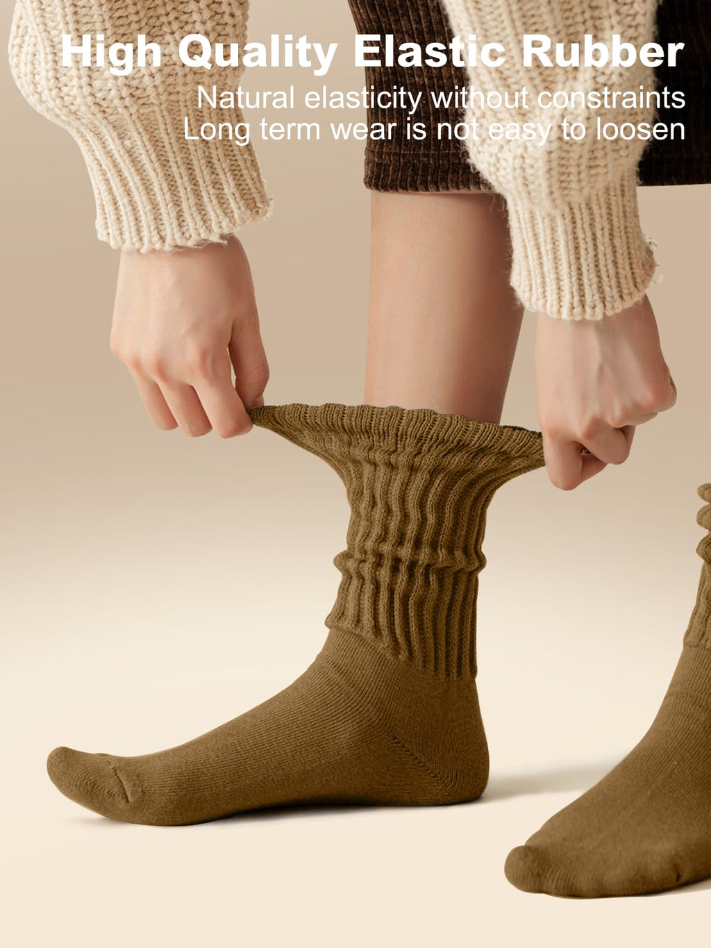 HAVE A TREE Women's Slouchy Crew Socks Cushioned Scrunch Boot Sock 6Mix