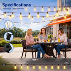 Sikitul 150FT LED Outdoor String Lights with Remote, One Continuous Strand Patio Lights with 55+2 Shatterproof S11 Bulbs, Dimmable 2700K Warm White, Timer & 3 Modes, Low Voltage for Backyard Garden