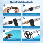 Canvino 10 Sets Pool Solar Cover Reel Attachment Kit, Solar Blanket Straps with Hooks, Clips & Fasteners for Inground & Above Ground Swimming Pool Reel Systems
