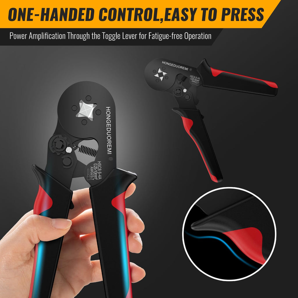 Ferrule Crimping Tool Kit,Wire Ferrule Kit Crimper Connectors，4 corners Self-adjustable AWG23-7 gauge 1800PCS Ferrules Electrical Terminal，Crimpers Tools Pin Terminals Ratchet Pliers for Audio,Car,DIY