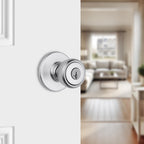 Kwikset Tylo Entry Door Knob with Lock and Key, Secure Keyed Handle Exterior Doorknob, Front Entrance and Bedroom, Satin Chrome, Pick Resistant SmartKey Rekey Security