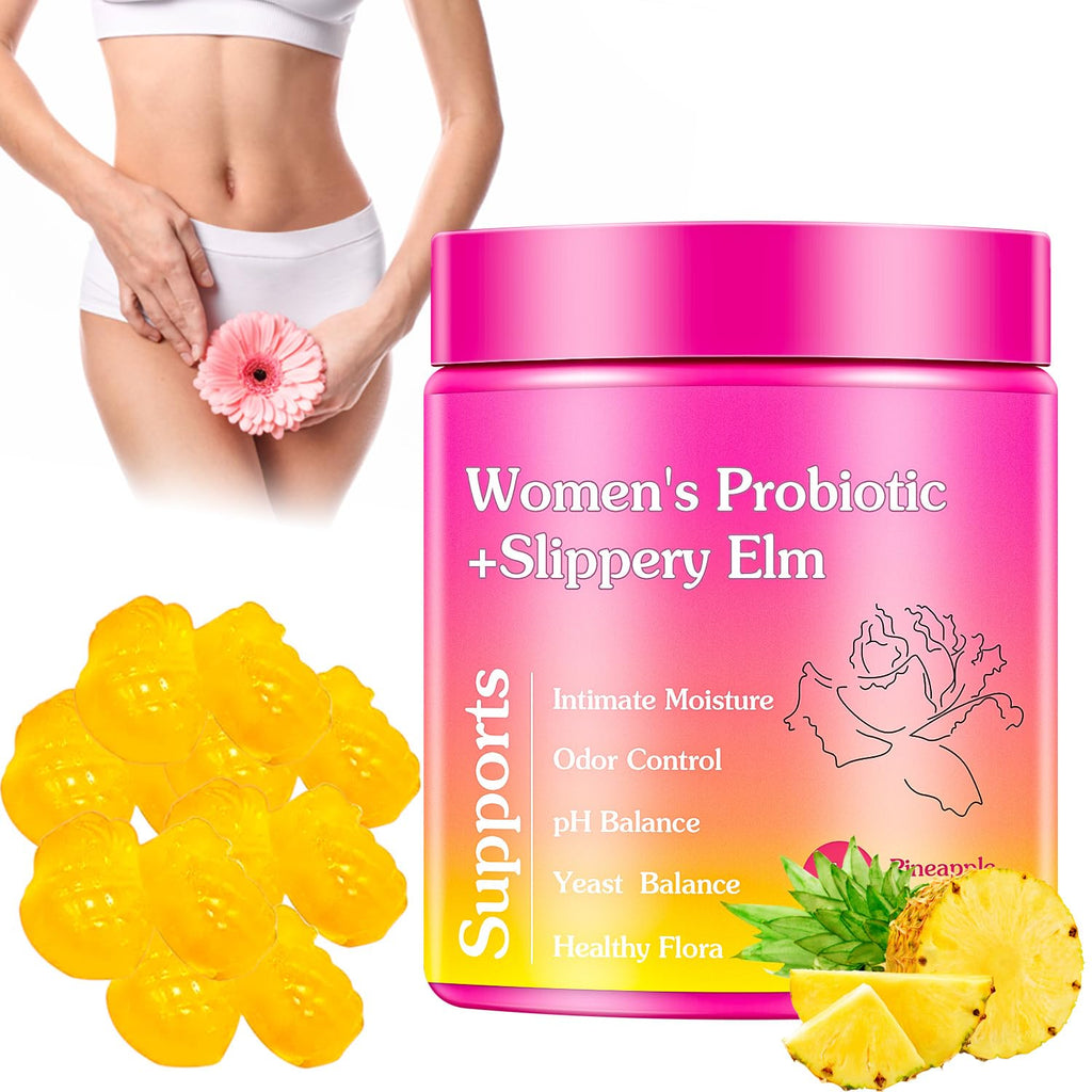 Josmon Her Juicy Premium Feminine Probiotics Gummies for Women, Pineapple Flavor Feminine Gummies with Slippery Elm Support pH Balance, Improve Immune, Vegan, Gluten Free, Crimson, 1 Pack