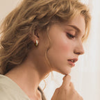 Chunky Small Gold Hoop Earrings for Women Sensitive Ears (04-Set Gold, White Opal)