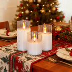 Amagic White Glass Flameless LED Candles Battery Operated with Remote Timer