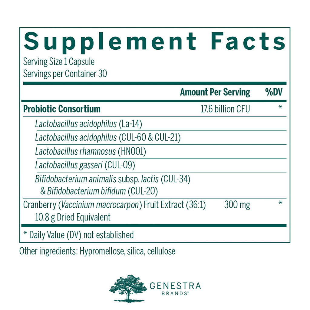 Genestra Brands HMF Women's Daily | GI and Urinary Tract Health Support for Women | 30 Capsules