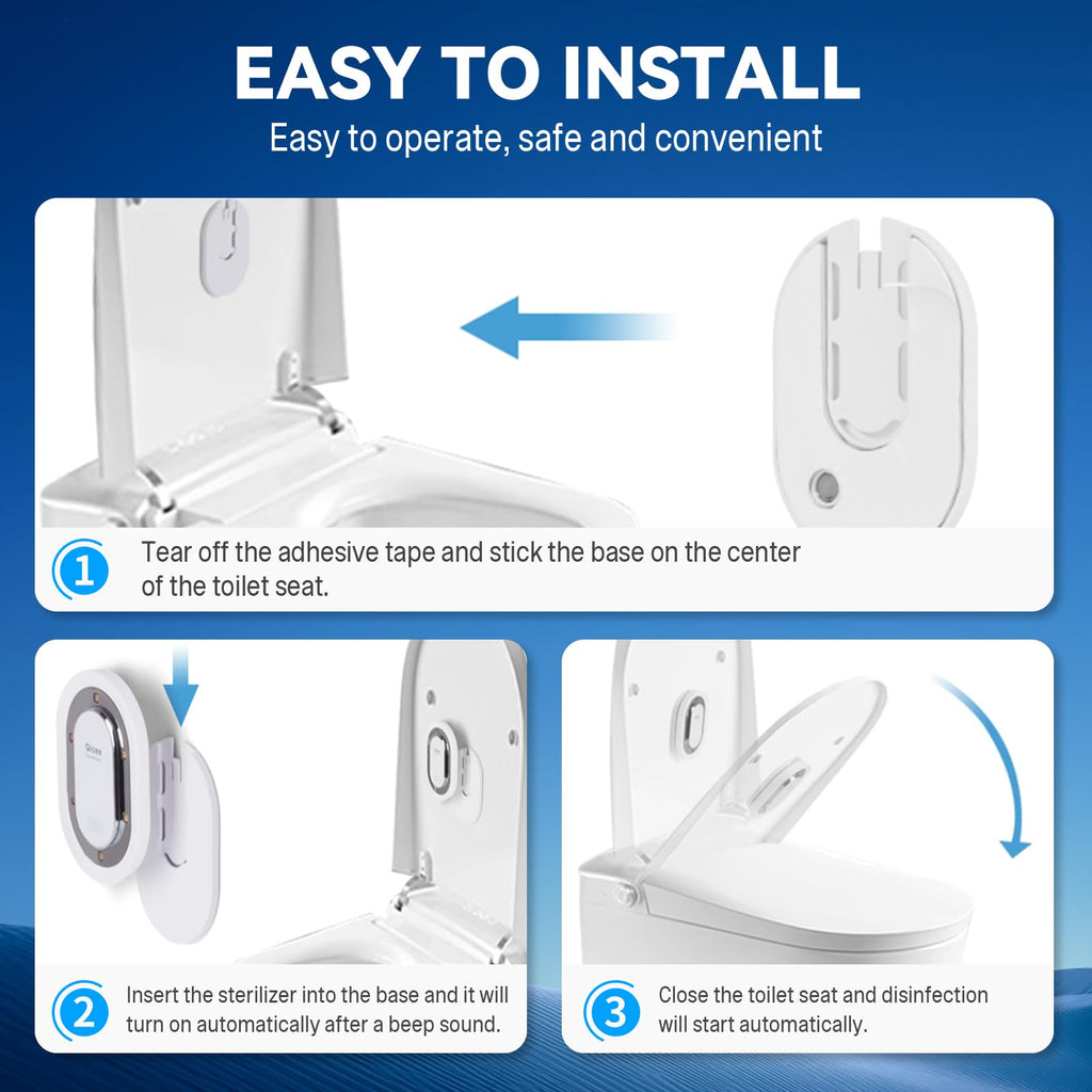 XuEpeTim Smart Toilet UV-C Sanitizing & Odor-Control System – Motion-Activated, Chemical-Free Automatic Deodorizer with Safety Sensor & Long-Life Rechargeable Battery
