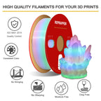 RepRapper Glow in the Dark White to Rainbow PLA Filament 1.75mm (+- 0.03mm) 2.2lb (1kg) for 3D Printer, White Material with Rainbow Multicolor Glow Effect