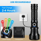 KINGCAESAR Flashlights High Lumens Rechargeable, 2 Pack 90,000 Lumens Super Bright Flashlight, 5 Modes LED Flashlight, IPX7 Waterproof Powerful Flash Light for Home, Outdoor Activities