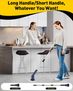 Electric Spin Scrubber for Cleaning Bathroom, Shower Scrubber Cordless Cleaning Brush with IPX7 Waterproof & 2 Speed, 3 Brush Heads, Bathroom Cleaning Supplies for Shower Tub Kitchen Tile Toilet Navy