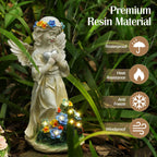 Kssiaz Angel Garden Statue 2Pcs,Love Heart Solar Decor with Warm Light