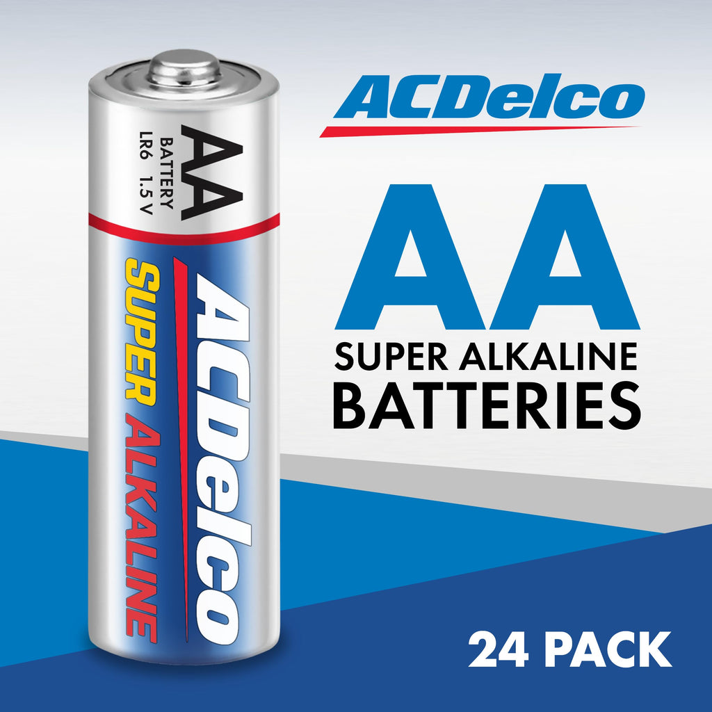 ACDelco 24-Count Double AA Batteries, Maximum Power Super Alkaline Battery for Home and Office, 10-Year Shelf Life, Reclosable Packaging (Pack of 3)