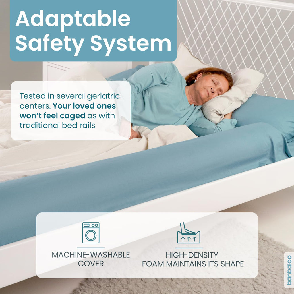 BANBALOO- Anti-Fall Safety Barrier for Adult or Elderly Bed/Portable Non-Slip Foam Rail, for Double Beds, Foldable and Articulated.