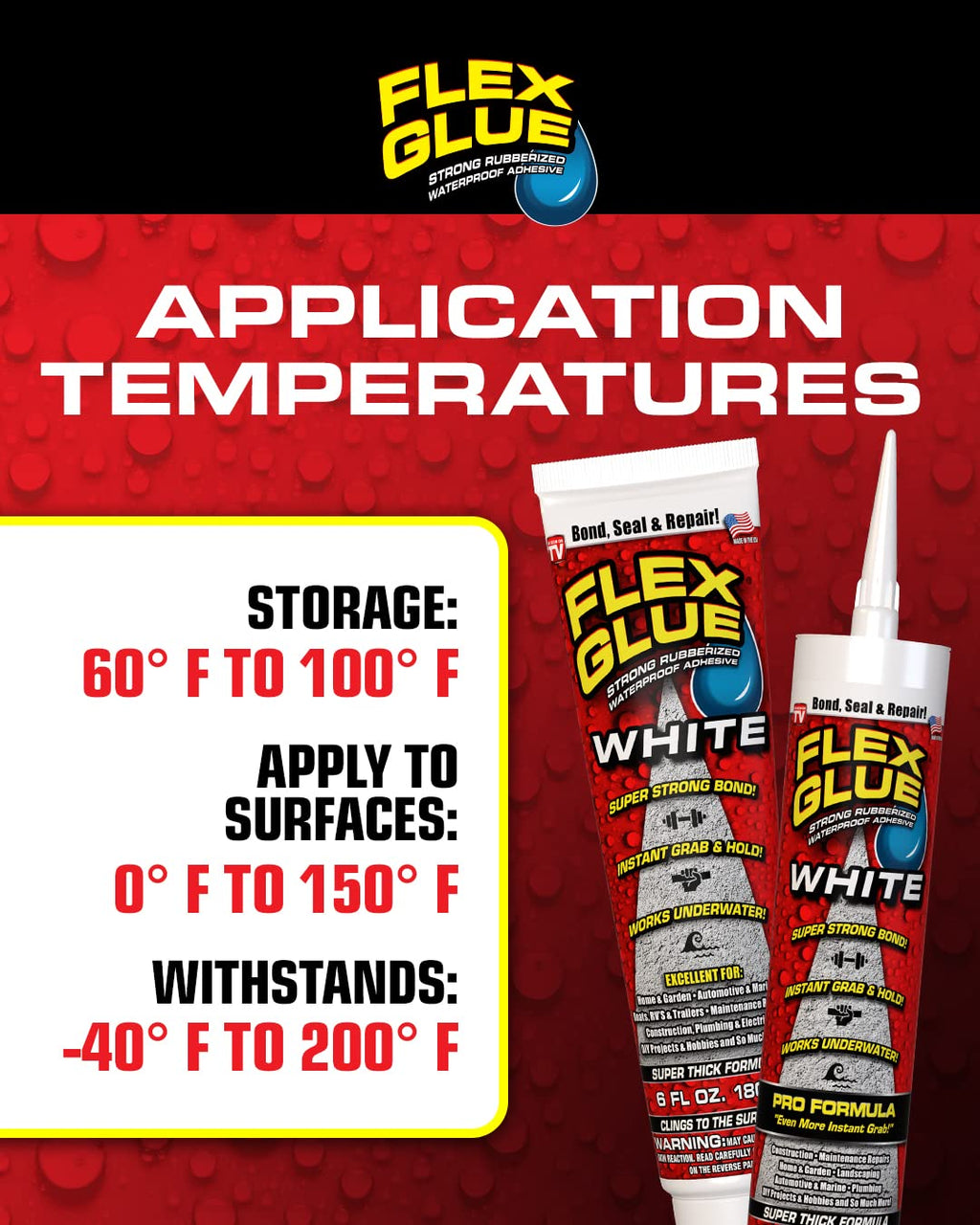 Flex Glue, Super Strong, Transparent, Rubberized Waterproof Adhesive, Works Underwater, Use on Pools, Showers, Outdoors, Concrete, Brick, Pavers, UV Resistant, 4 oz Squeeze Tube, Clear, 1-Pack