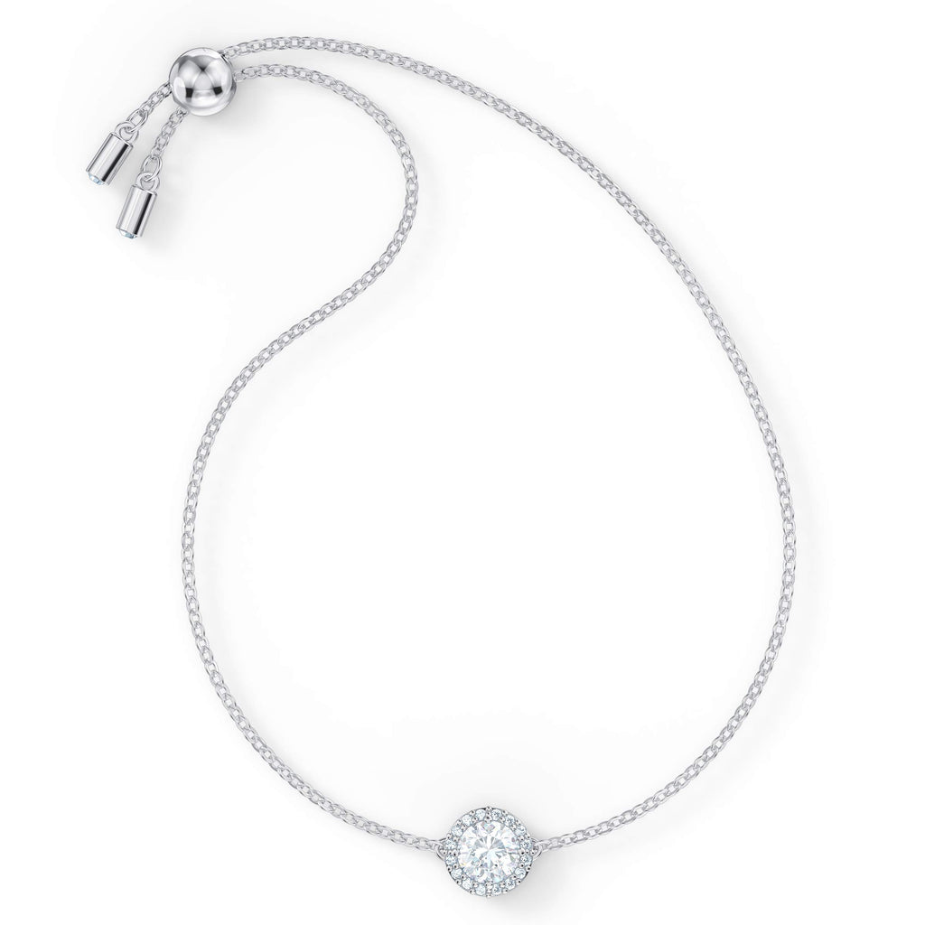 Swarovski Una Angelic Bracelet with Clear Crystals on a Rhodium Plated Chain with a Bolo Style Adjustable Closure