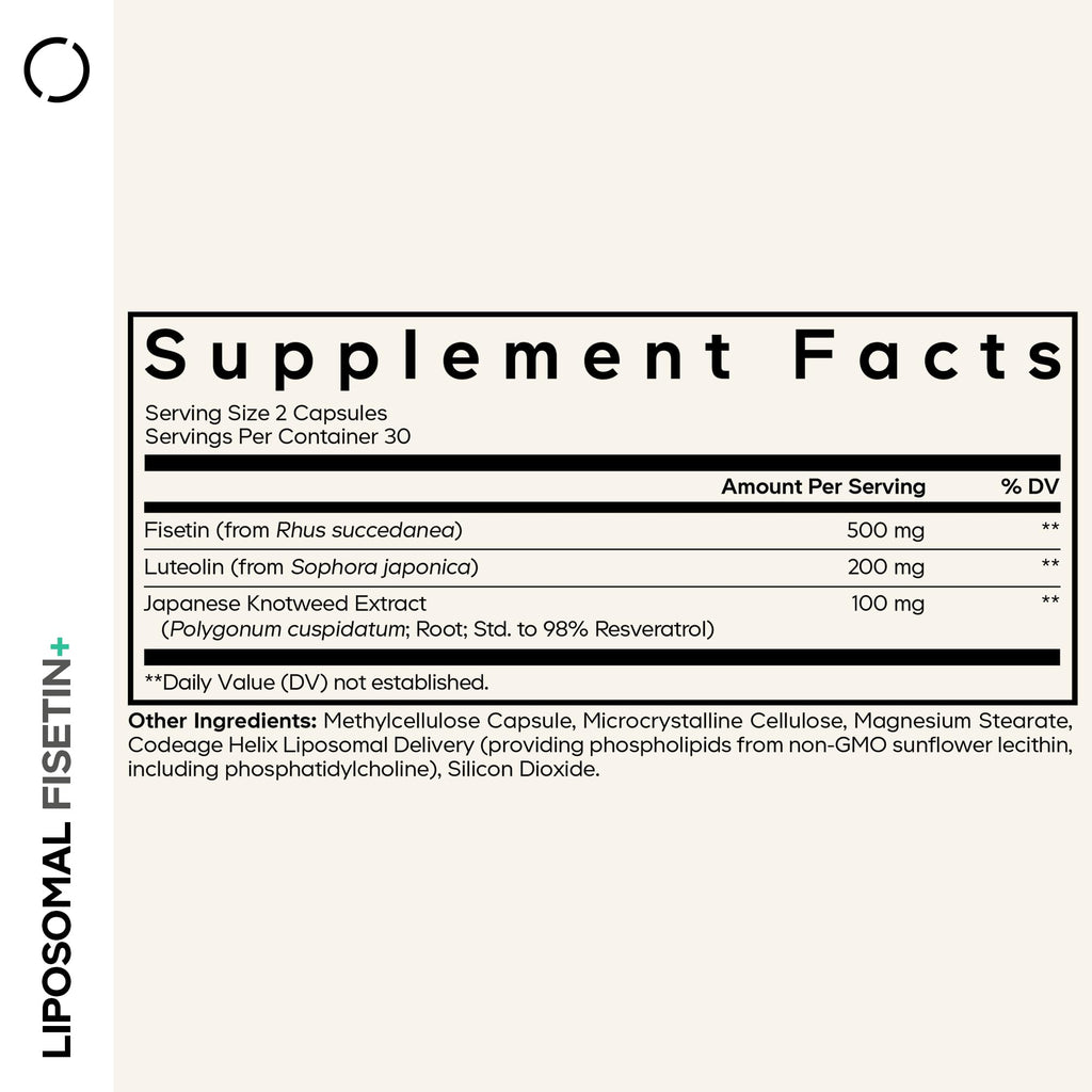 Codeage Liposomal Fisetin 500mg, Resveratrol, Luteolin, 60 Capsules