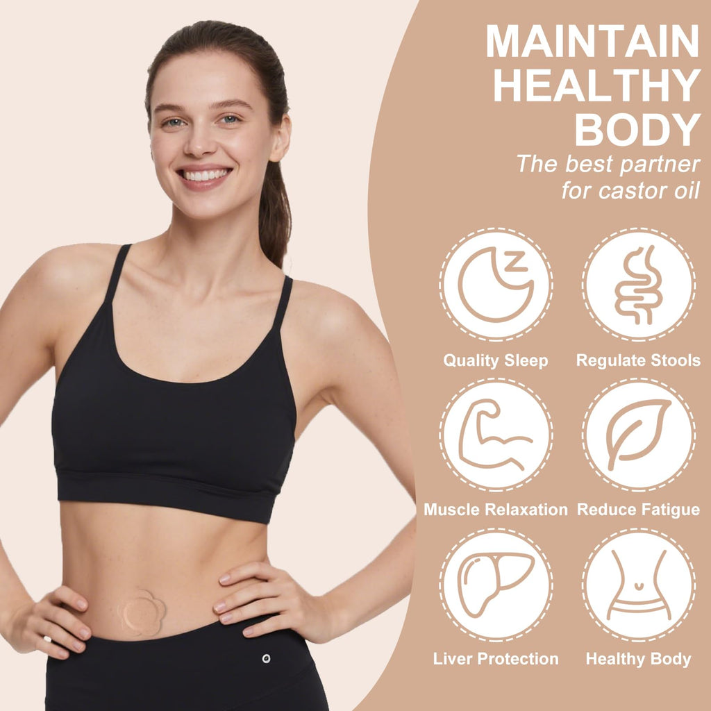 Autdor Castor Oil Patches for Belly Button, 100PCS Castor Oil Pack Wraps Organic Cotton Self-Adhesive Castors Oils Pack Anti Leakage Disposable Pads Portable & Breathable No Wash (Oil Not Included)