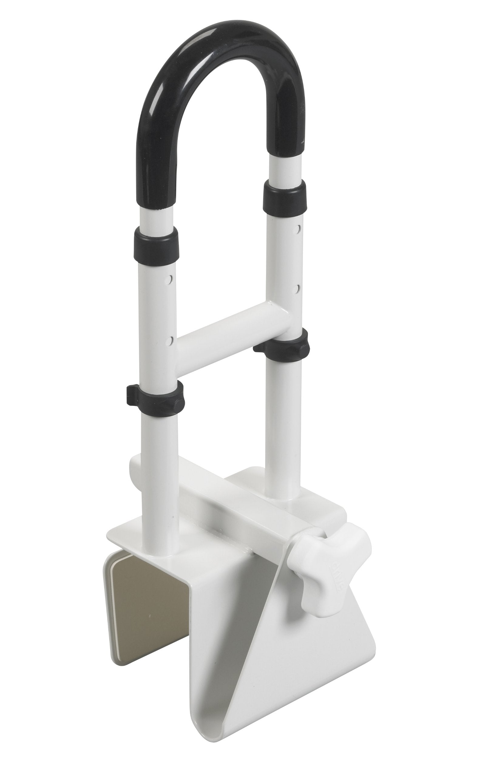 Drive Medical Adjustable Bathtub Grab Bar & Bathtub Safety Rail - Easy Clamp-On Installation - Durable Powder-Coated Steel Construction - Adjustable Height 14” to 17” - Scratch Proof Non-Slip Pads