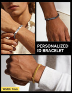 ChainsHouse Custom Name ID Bracelet Stainless Steel Cuban Chain Gift Women Personalized Engrave Bracelets for Men 7mm
