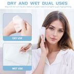 Cotton Facial Dry Wipes 100 Count, Deeply Cleansing Disposable Face Towel Wash Cloth, Multi-Purpose for Skin Care, Make-up Wipes, Face Wipes and Facial Cleansing (6 Pack)