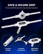 Orion Motor Tech SAE Tap and Die Set Standard | #4, 6, 8, 10, 12, 1/4, 5/16, 3/8, 7/16, 1/2" Tap Set and Die Set | Thread Repair Kits for Threading and Rethreading Internal and External Threads