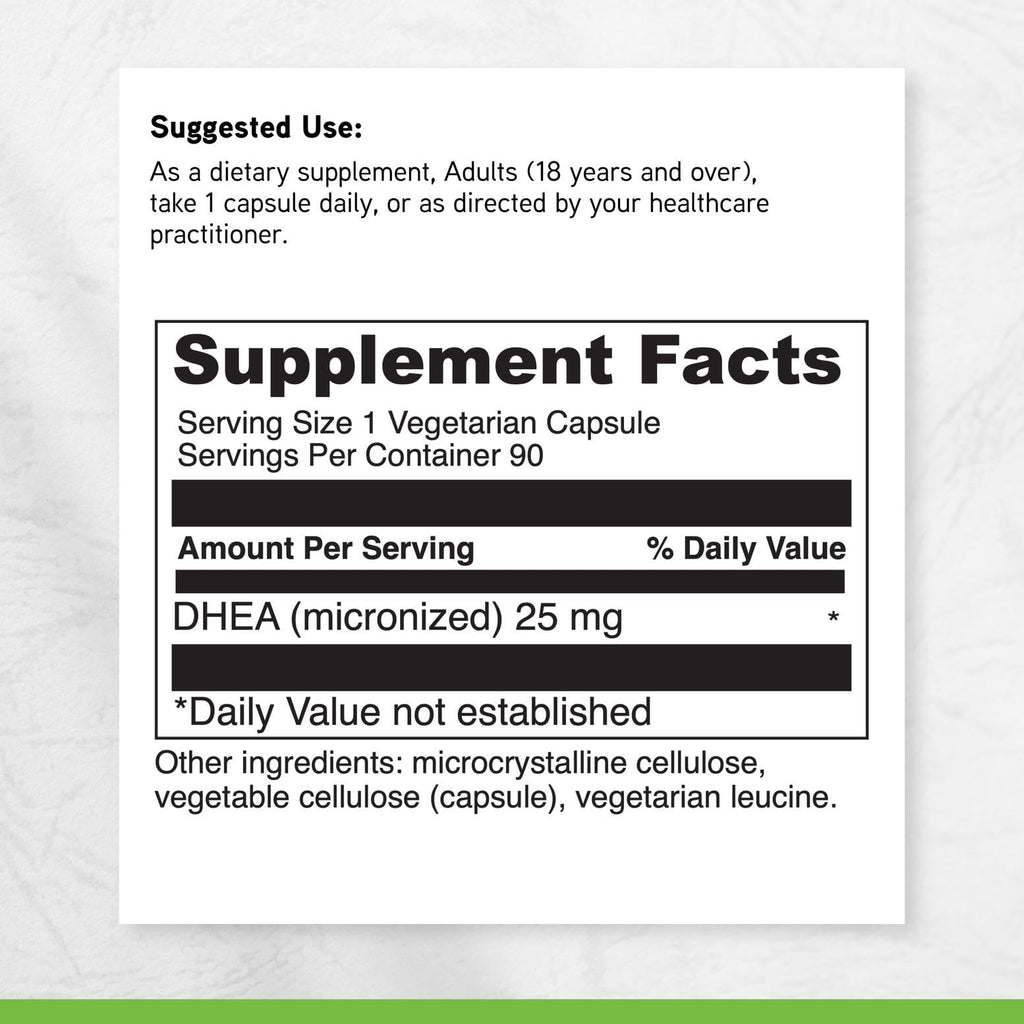 DAVINCI Labs Micronized DHEA 25 mg - Dietary Supplement to Support Immune System, Thyroid Health and Healthy Hormone Levels* - with 25 mg Micronized DHEA - Gluten-Free - 90 Vegetarian Capsules