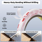 3M Double Sided Mounting Tape 1/4''x15.4Ft 2 Pack, White 4950 Heavy Duty