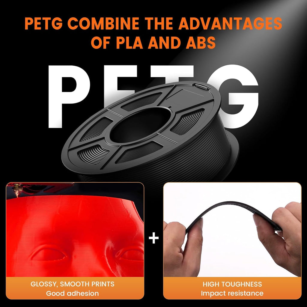 TECBEARS PETG Filament 1.75mm 4KG, 3D Printer Filament Bundle PETG, Strong Toughness, 4 * 1KG(1320M) Filament High Precision, Dimensional Accuracy ±0.02mm,Black+Coffee+Sliver+Olive Green