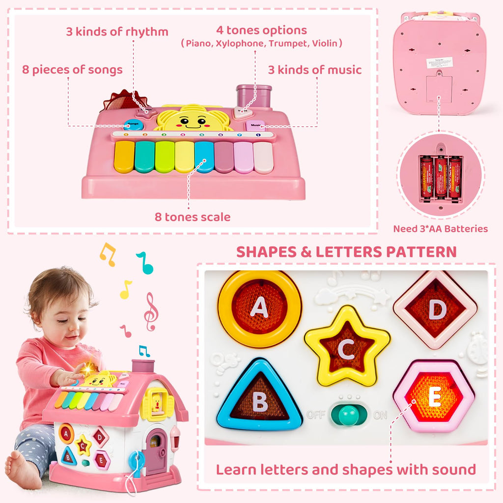 Marstone Toddler Toys for 1 Year Old Girl Gifts: First 1st Birthday Gifts for Girls and Boys, 8-in-1 Musical Learning House Baby Toys 6-12 12-18 Months, Educational Toddler for Ages 0-2