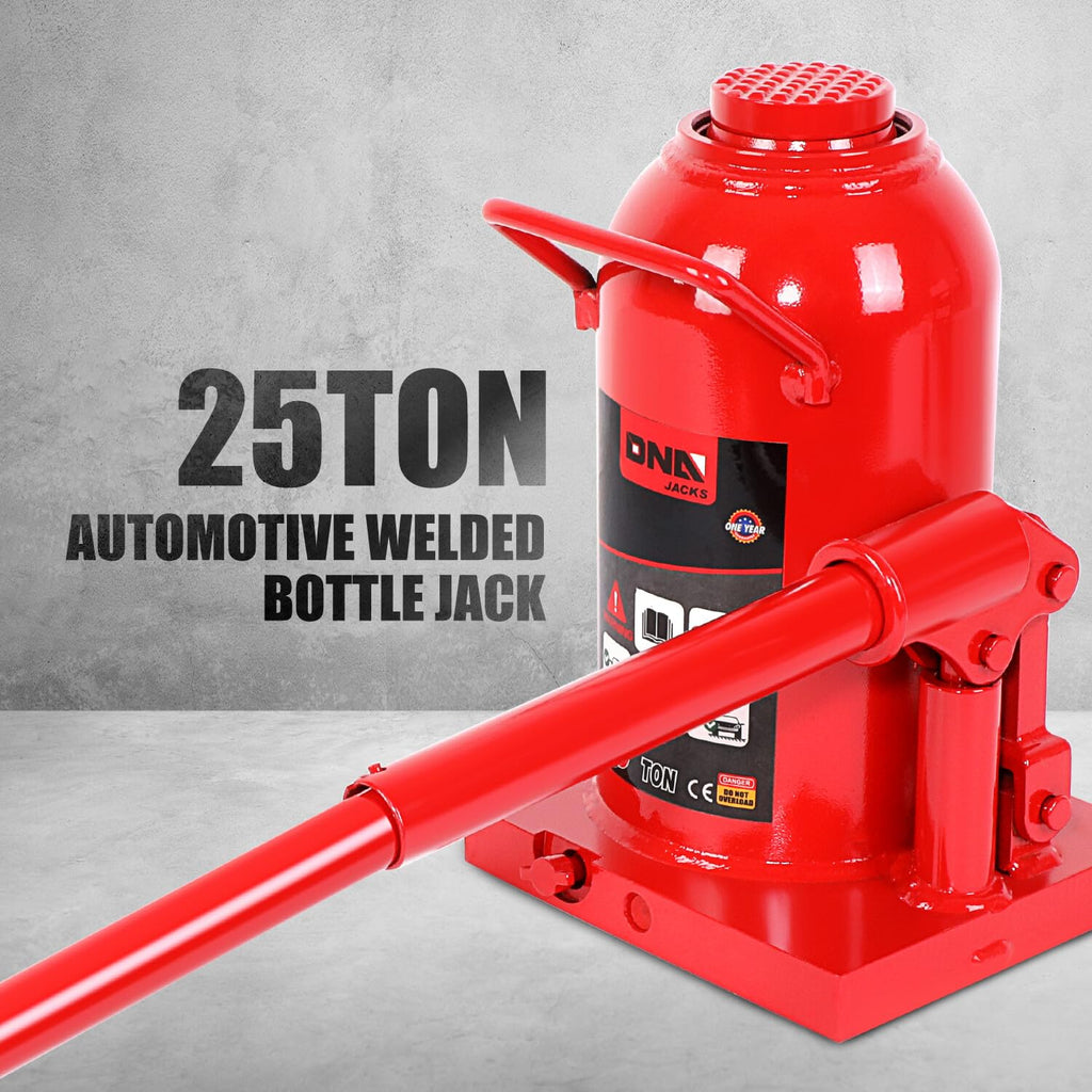DNA Motoring 25 tons / 55115.5 lbs Lifting Automotive Welded Hydraulic Bottle Jack for Repair Vehicle, Pickup, Truck, w/Manual Handle, Red,TOOLS-00363