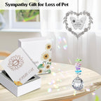 Elivida Dog Memorial Gifts for Loss of Dog, Pet Sympathy Suncatcher with Personalized Words, Cat Death Remembrance Gift for Pet Lovers, Heart Shaped Cat Bereavement Ornament with Sympathy Card