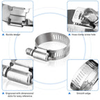 TICONN 40PCS Hose Clamps Set 304 Stainless Steel, 1/4''–1-1/8'' Worm Gear