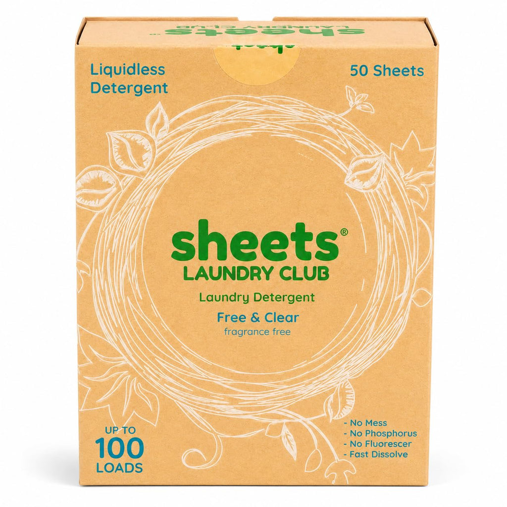 Sheets Laundry Club Detergent Sheets, Fragrance Free, up to 100 Loads