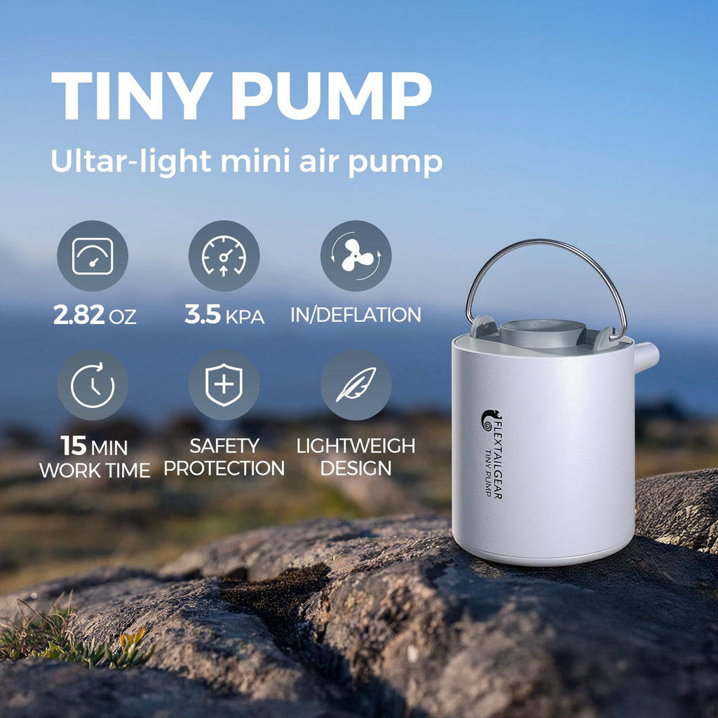 FLEXTAILGEAR Tiny Portable Ultra-Mini Air Pump with 1300mAh Battery USB Rechargeable to Inflate Deflate for Pool Floats Air Bed Mattress Swimming Ring Vacuum Storage Bags (Grey)