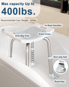 HOMLAND Shower Chair for Inside Shower, 400 lbs Adjustable Shower Stool with Suction Feet, Shower Seat for Inside Tub Bathroom Bench Bath Chair for Elderly and Disabled - Light Gray