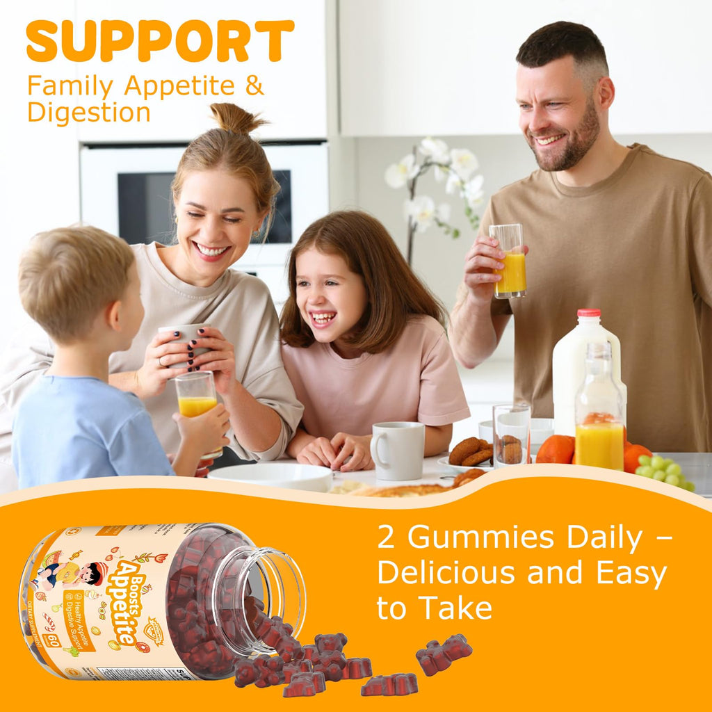 Appetite Booster Gummies for Kids Adults – Natural Blend of Hawthorn Zinc Carrot Supports Digestion Helps Increase Appetite, Promotes Healthy Eating Habits for Picky Eaters (Mixed Fruit Flavor)