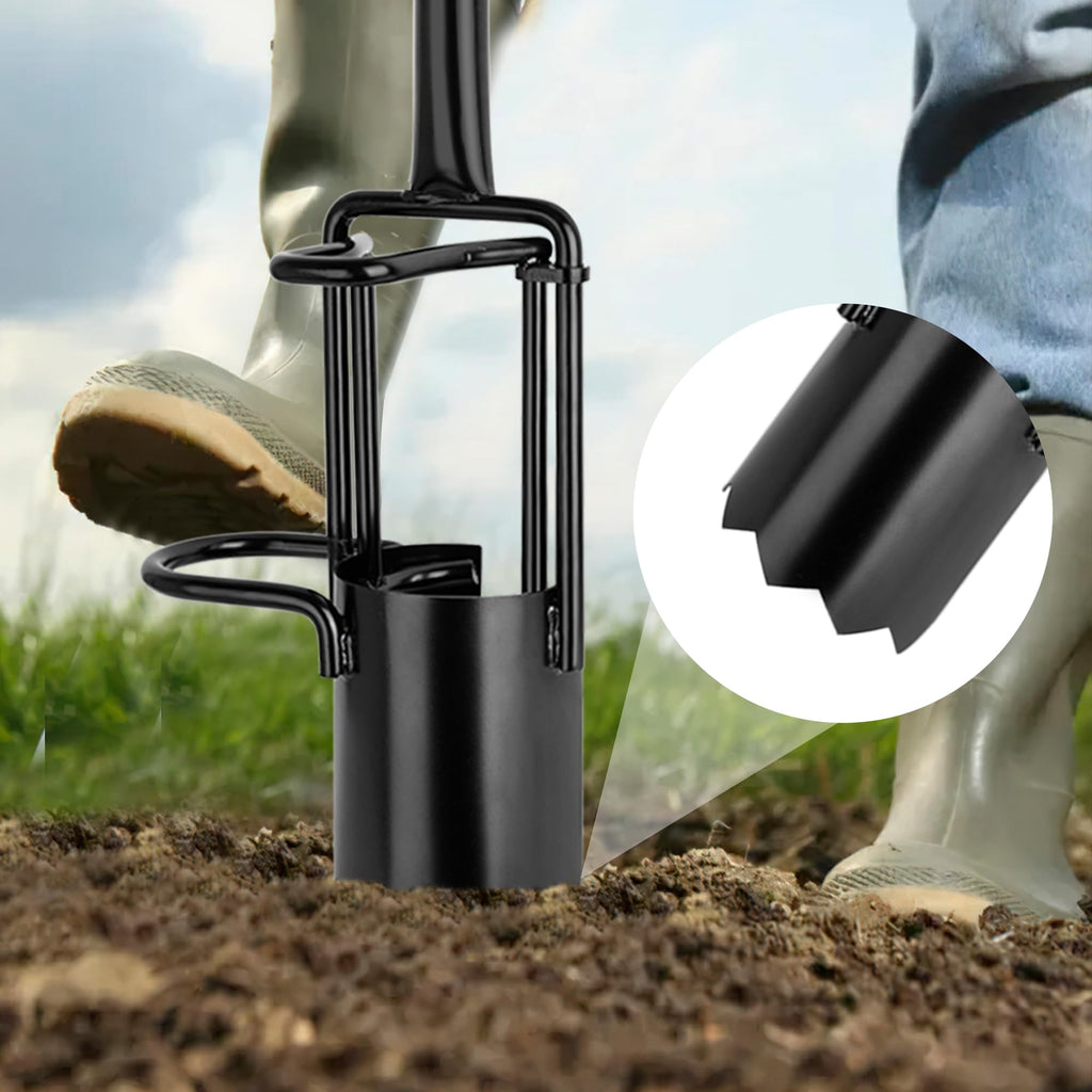 BARAYSTUS Bulb Planter Tool Long Handle, Tulip Bulb Planter Tool with Serrated Base & Double Pedal, Soft T Grip Sod Plugger, Heavy Duty Bulb Planter Tool for Digging Holes Sowing Plant Bulb