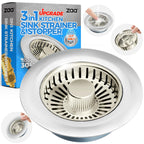 zaa Kitchen Sink Drain Strainer - Kitchen Sink Stopper, 304 Stainless Steel Sink Drain Stopper, Sink Protector for Kitchen with Anti-Clog Filter, Fit US Standard 3-1/2'' Sink Drain Hole, Nickel