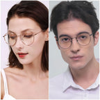 ANDWOOD Blue Light Blocking Glasses Women Men Small Face Computer 2 Pack Bluelight Blocker Super Lightweight Metal Frame Round