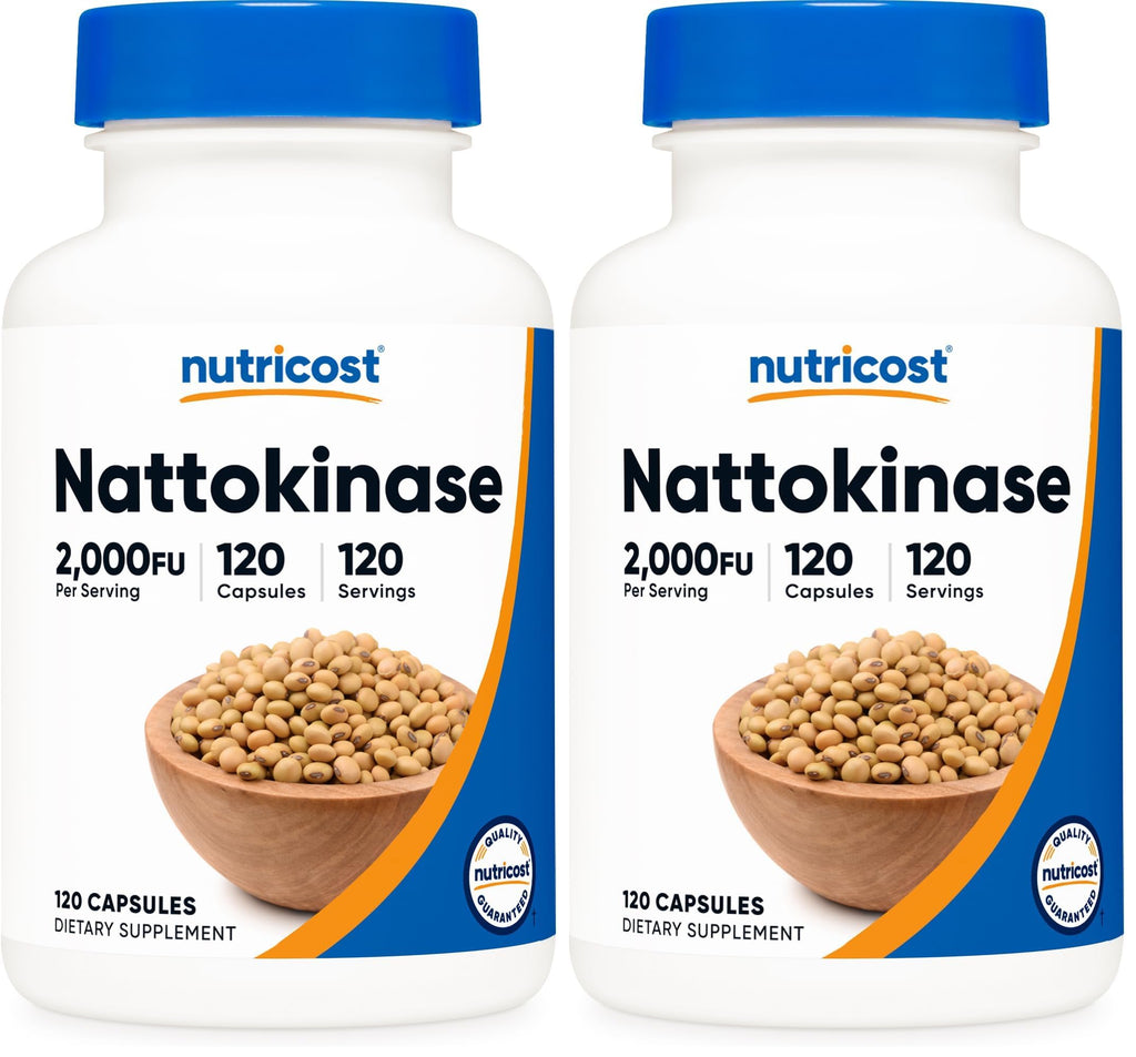 Nutricost Nattokinase 2,000FU, 120 Capsules - Gluten Free, Non-GMO, Vegetarian Friendly (Pack of 2)