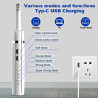 Tooth Polisher,Teeth Polishing Kit for Daily Cleaning,Polishing Then Whitening of Tooth (Professional Toothpaste Include),USB Rechargeable Dental Polisher with LED Light,6 Heads,5 Speed Modes